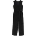 TOM TAILOR DENIM Damen Overall mit V-Ausschnitt, schwarz, Uni, Gr. M