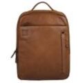 Laptoprucksack X-ZONE Gr. B/H/T: 37cm x 28cm x 10cm, braun (cognac), Rindsleder, Leder, unifarben, Rucksäcke, echt Leder