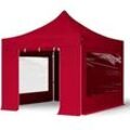 TOOLPORT 3x3m Aluminium Faltpavillon, inkl. 4 Seitenteile, rot - (600155)