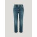 High-waist-Jeans PEPE JEANS "TAPERED JEANS HW" Gr. 28, Länge 30, blau (mocca blau), Damen, Obermaterial: 99% Baumwolle, 1% Elasthan, Jeans