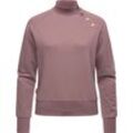 Sweatshirt RAGWEAR "Majjorka Solid", Damen, Gr. 4XL (48), lila (mauve), Sweatware, Material: 70% Baumwolle, 30% Polyester, casual, oversize hüftlang, hoch geschlossener Ausschnitt, Langarm Ärmel ohne Ärmelschlitz Rippbündchen, Sweatshirts, Damen Langarmshirt mit Rippbündchen und Zierknöpfen