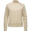 Sweatshirt RAGWEAR "Majjorka Solid", Damen, Gr. 4XL (48), beige (ecru), Sweatware, Material: 70% Baumwolle, 30% Polyester, casual, oversize hüftlang, hoch geschlossener Ausschnitt, Langarm Ärmel ohne Ärmelschlitz Rippbündchen, Sweatshirts, Damen Langarmshirt mit Rippbündchen und Zierknöpfen