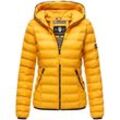 Steppjacke NAVAHOO "Neevia", Damen, Gr. S (36), gelb, Obermaterial: 100% Nylon, casual, figurbetont hüftlang, Langarm Ärmel ohne Ärmelschlitz elastischer Bund kontrastfarben, Jacken, modische Damen Übergangsjacke mit Kapuze