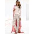 Pyjama VIVANCE DREAMS, Damen, Gr. 32/34, rosa (hellrosa), Single Jersey, Obermaterial: 100% Viskose, bedruckt, gemustert, casual, normal lang, Rundhals, Langarm Babylock, Homewear-Sets, mit femininem Druckmuster