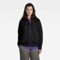 Kapuzensweatjacke G-STAR "Premium core 2.1 hdd zip thru" Gr. M, schwarz (dk schwarz), Damen, Sweatware, Obermaterial: 55% Baumwolle, 45% Polyester, Sweatjacken