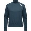 Sweatshirt RAGWEAR "Majjorka Solid", Damen, Gr. 4XL (48), blau (petrol), Sweatware, Material: 70% Baumwolle, 30% Polyester, casual, oversize hüftlang, hoch geschlossener Ausschnitt, Langarm Ärmel ohne Ärmelschlitz Rippbündchen, Sweatshirts, Damen Langarmshirt mit Rippbündchen und Zierknöpfen