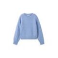 TOM TAILOR Damen Strickpullover mit Pailletten, blau, Uni, Gr. XXL