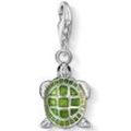 Charm-Einhänger THOMAS SABO "Schildkröte, 0837-007-6" Charms bunt (silberfarben, grün) Damen