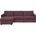 Schlafsofa PLACES OF STYLE "GOLDPOINT Ecksofa 264 cm, Liegefläche (140/200cm), L-Form", lila (beere), B:264cm H:85cm T:157cm, Stuktur weich (100% Polyester), Luxus-Microfaser (100% Polyester), Sofas, Bettfunktion, Bonell-Federkernmatratze und Dauerschläfer-Funktion