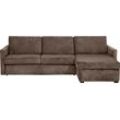 Schlafsofa PLACES OF STYLE "GOLDPOINT Ecksofa 264 cm, Liegefläche (140/200cm), L-Form", braun, B:264cm H:85cm T:157cm, Stuktur weich (100% Polyester), Luxus-Microfaser (100% Polyester), Sofas, Bettfunktion, Bonell-Federkernmatratze und Dauerschläfer-Funktion