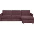 Schlafsofa PLACES OF STYLE "GOLDPOINT Ecksofa 264 cm, Liegefläche (140/200cm), L-Form", lila (beere), B:264cm H:85cm T:157cm, Stuktur weich (100% Polyester), Luxus-Microfaser (100% Polyester), Sofas, Bettfunktion, Bonell-Federkernmatratze und Dauerschläfer-Funktion