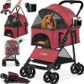 LOVPET® Hundewagen 2in1 Hundebuggy Hundebox Transporttasche Faltbar klappbar bis 20 kg Haustiere Buggy mit Netzfenstern & Regenschutzabdeckung Jogger Katzenbuggy für kleine Hunde Katzen