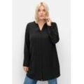 Longbluse mit Passe und Raffungen hinten, schwarz, Gr.46