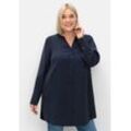 Longbluse mit Passe und Raffungen hinten, marine, Gr.60