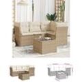 The Living Store 5-tlg. Garten-Sofagarnitur mit Kissen Beige Poly Rattan - Gartenmöbel-Sets