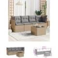 The Living Store 5-tlg. Garten-Sofagarnitur mit Kissen Beige Poly Rattan - Gartenmöbel-Sets