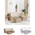 The Living Store 5-tlg. Garten-Sofagarnitur mit Kissen Beige Poly Rattan - Gartenmöbel-Sets