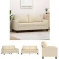 The Living Store - 2-Sitzer-Sofa Creme 140 cm Stoff - Sofas - Creme