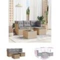 The Living Store 5-tlg. Garten-Sofagarnitur mit Kissen Beige Poly Rattan - Gartenmöbel-Sets