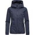 Outdoorjacke RAGWEAR "Dizzie Tech", Damen, Gr. 5XL (50), blau (navy), Obermaterial: 100% Polyester, Innenfutter: 100% Polyester, casual, gerade hüftbedeckend, hoch geschlossener Ausschnitt, Langarm Ärmel ohne Ärmelschlitz Rippstrickbündchen mit Gummizug, Jacken, Wasserdichte Damen Übergangsjacke mit großer Kapuze