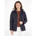 Daunenjacke TOMMY HILFIGER "TYRA DOWN JACKET WITH FUR" Gr. XS (34), blau (desert sky), Damen, Web, Obermaterial: 100% Polyester. Wattierung: 70% Daunen, 30% Federn, unifarben, Jacken, mit Kunstpelz-Besatz an Kapuze