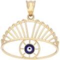 Ketten-Anhänger FIRETTI "Schmuck Geschenk Gold 375 "Nazar - blaues Auge" Anhänger Halskette" Schmuckanhänger Gr. Gelbgold 375, 0,84 g, bunt (gelbgoldfarben, blau, weiß, schwarz) Damen