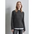 Strickpullover STREET ONE, Damen, Gr. 34, grau (gravel grau meliert), Stoff, Web, Feinstrick, 37% Polyacryl, 29% Baumwolle, 29% Polyester, 5% Nylon, unifarben, casual, normal normal, hoch geschlossener Ausschnitt, Langarm Strickbündchen, Pullover Grobstrickpullover, Grobstrick