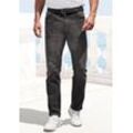 5-Pocket-Jeans JOHN DEVIN "Straight-fit Jeans", Herren, Gr. 32, Länge 34, schwarz (schwarz, denim), Denim/Jeans, Obermaterial: 98% Baumwolle, 2% Elasthan, Destroyed-Effekte, casual, straight fit lang, Jeans, aus elastischer Denim-Qualität