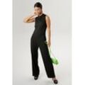 Jumpsuit ANISTON SELECTED, Damen, Gr. 34, N-Gr, schwarz, Milano Rib, Obermaterial: 70% Viskose, 25% Polyester, 5% Elasthan, unifarben, elegant, figurbetont knöchellang, ohne Ärmel, Overalls, wide leg