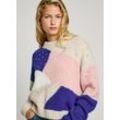 Strickpullover PEPE JEANS "NORA" Gr. L (40), candle white Damen Pullover mit Pailletten