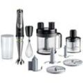 BRAUN Stabmixer "MQ 9195XLI MultiQuick 9", silber (schwarz, silberfarben), B:6,8cm H:41cm T:6,8cm, Mixer, Schneebesen, Küchenmaschinen Aufsatz, Zerkleinerer, 600 ml Mixbecher