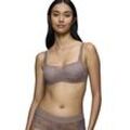 Balconnet-BH TRIUMPH "Body Make-Up Illusion Lace Balconette" Gr. 75, Cup D, grau (pigeon grau), Damen, Obermaterial: 51% Polyamid, 37% Polyester, 12% Elasthan, unifarben, leicht glänzend, BHs, Stretch-Spitze