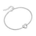 Armband SMART JEWEL "Zirkonia Steine, Herz, Silber 925", silber, Armbänder, Damen, 19cm, Silber 925 (Sterlingsilber)