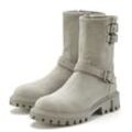 Stiefelette ELBSAND, Damen, Gr. 36, grau (hellgrau), Obermaterial: 100% Rindsleder. Futter: 85% Textilmaterial, 15% Lederimitat. Decksohle: 100% Textilmaterial. Laufsohle: 100% Synthetik, unifarben, Veloursleder, casual, Schuhe, aus Leder mit trendigen Zierschnallen, Stiefel, Boots