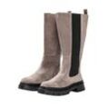 Weitschaftstiefel SHEEGO "Große Größen", Damen, Gr. 38, XL-Schaft, grau (taupe), Obermaterial: 100% Leder, modisch, Schuhe, aus Echtleder, mit Stretcheinsatz