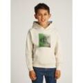 Sweatshirt CALVIN KLEIN JEANS "LARGE SHIFTED CK HOODIE", Jungen, Gr. 12 (152), beige (turtledove), Sweatware, Obermaterial: 100% Baumwolle, unifarben, casual, regular fit, Langarm breiter Bund, Sweatshirts, für Kinder bis 16 Jahre mit Logoprägung