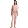 Pyjama MARC O'POLO Gr. L, rosa (misty rose) Damen Homewear-Sets mit Oberteil in Ringel-Optik