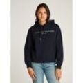 Kapuzensweatshirt TOMMY HILFIGER "MDRN REG CORP LOGO HOODIE" Gr. XS (34), blau (dunkelblau) Damen Sweatshirts mit gesticktem Logo-Schriftzug