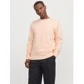 Sweatshirt JACK & JONES "JJESTAR BASIC SWEAT CREW NECK NOOS", Herren, Gr. L, orange (peach parfait), angeraute Sweatware, Obermaterial: 70% Baumwolle, 30% Polyester, unifarben, modisch, relaxed fit taillenbedeckt, Rundhals, Langarm Rippbündchen, Sweatshirts, mit Rundhalsausschnitt