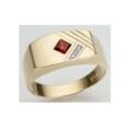 Diamantring FIRETTI "Schmuck Geschenk Gold 585 Damenring Verlobungsring Goldring" Gr. 21, gold (gelbgoldfarben, rot, rot), Fingerringe, Herren, 21, 0,005 ct P2 = erkennbare Einschlüsse, Gelbgold 585-Diamanten, 4mm, Gelbgold 585, Diamanten, mit Granat - mit Brillant