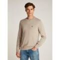 Rundhalspullover CALVIN KLEIN JEANS "MODERN CREW NECK SWEATER" Gr. L, beige (atmosphere), Herren, Strick, Obermaterial: 100% Baumwolle, unifarben, Pullover, Logodruck, Rundhals