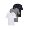 T-Shirt CALVIN KLEIN JEANS "3 PACK MONOLOGO T-SHIRT", Herren, Gr. L, night sky, hellweiß, grau heather, Single Jersey, Obermaterial: 100% Baumwolle, unifarben, casual, Basic, Rundhals, Kurzarm, Shirts, mit Logodruck