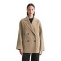 Outdoorjacke MARC O'POLO "aus Doubleface-Wolle-Mix" Gr. 32, beige, Damen, Obermaterial: 50% Polyester, 50% Wolle (Schafwolle); Futter: 100% Polyester, unifarben, Jacken