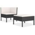 2-tlg. Garten-Lounge-Set mit Auflagen Poly Rattan Schwarz Vidaxl