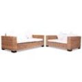 Sofa-Set 15-tlg. Natur Rattan vidaXL