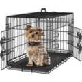 Yaheetech - Hundekäfig klappbar mit 2 Türen, Hundebox für zuhause mit Trennwand, Hundetransportkäfig mit ausziehbare Kunststoffschale, 75 x 44 x 50