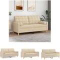 The Living Store - 2-Sitzer-Sofa mit Zierkissen Creme 140 cm Stoff - Sofas - Creme