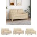 The Living Store - 2-Sitzer-Sofa mit Zierkissen Creme 120 cm Stoff - Sofas - Creme