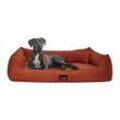 Tierlando ® BRUCE VELOURS Orthopädisches Hundebett Soft terracotta 1,3 m, 25 cm, 1 m