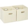 Relaxdays - Aufbewahrungsbox 2er Set, Regalkorb ohne Deckel, mit Griff, faltbar, Stoffbox quadratisch, 30 cm, beige